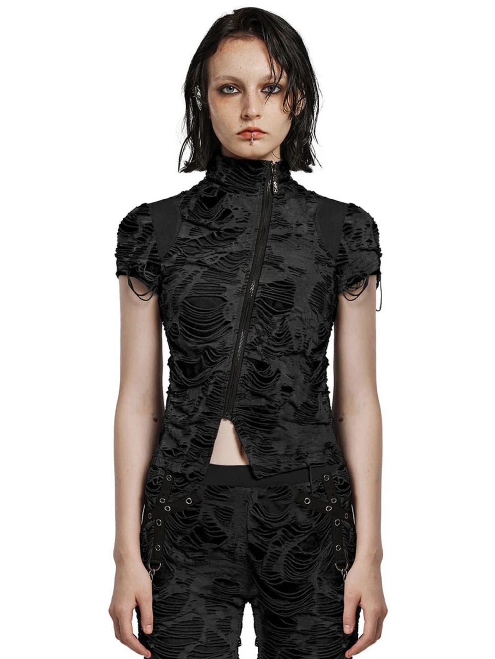 NWT Punk Rave Wastelands Shredded Short Sleeve Shirt M/L